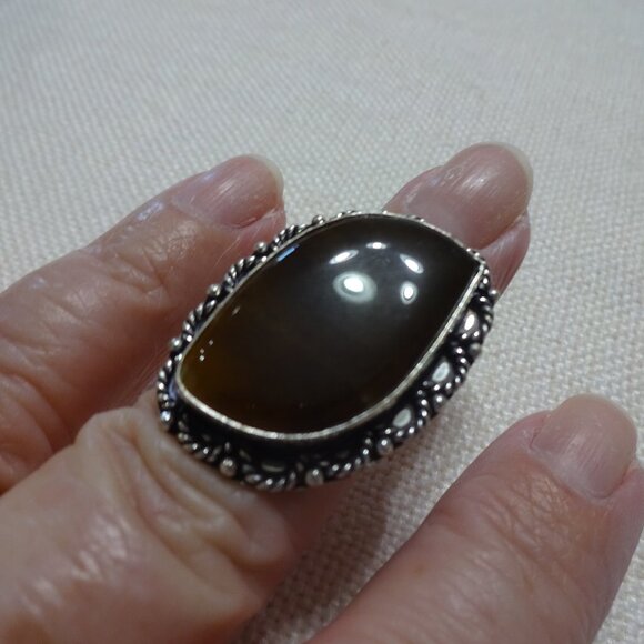 Natural MONTANA AGATE Handmade Sterling Ring Size 7 #869B - Picture 1 of 3